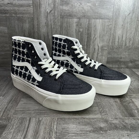 Vans Tapered Sk8-Hi Women's size 9.5 Dark Grey Denim Stacked Shoes - Picture 5 of 8